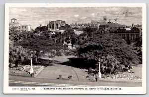 Centenary Park Brisbane Showing St John's Cathedral In Centre RPPC Postcard K25