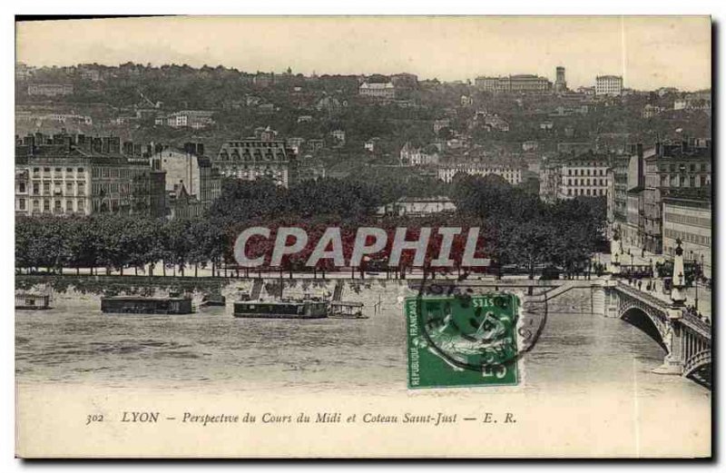 Old Postcard Lyon Perspective of the South Course and Coteau Saint Just