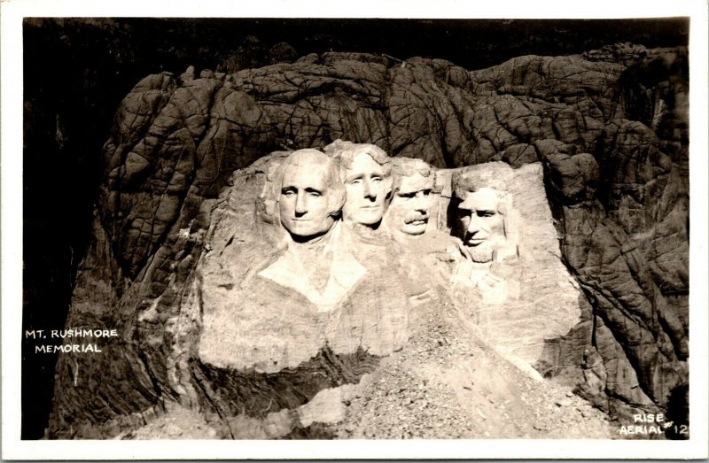 Vtg Mt Rushmore Memorial Black Hills South Dakota SD RPPC Rise Studios Postcard