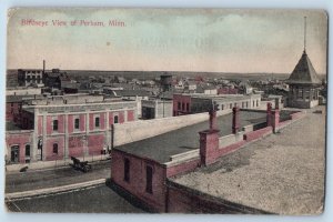 Perham Minnesota Postcard Birds Eye View Horse Carriage Buildings 1910 Vintage