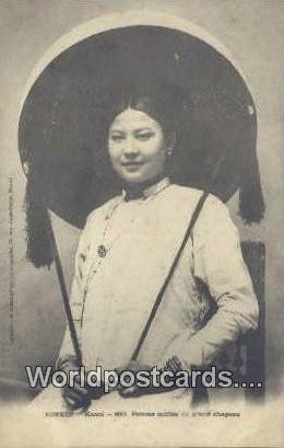 Hanoi, Femme Coiffee du grand Chapeau Tonkin Vietnam, Viet Nam Unused 