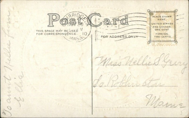 Thanksgiving - Childnre & War Veteran w/ Peg-Leg c1910 Embossed Postcard