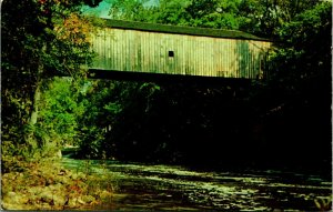 Bull's Covered Bridge Housatonic River Connecticut CT UNP Chrome Postcard C6