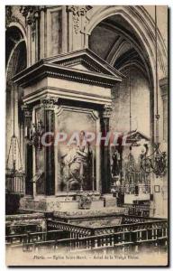 Paris Old Postcard Church of Saint merri Altar of the virgin blue