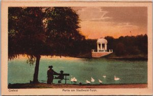 Germany Krefeld Partie am Stadtwald Teich Vintage Postcard C154