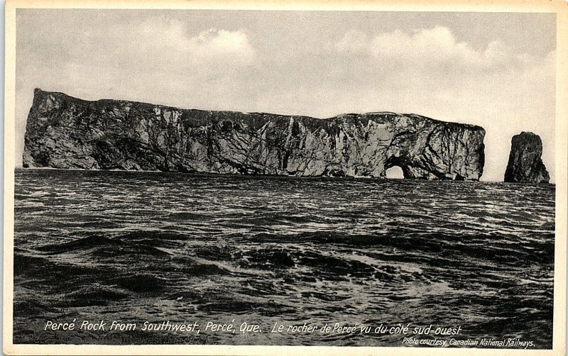 c1910 PERCE QUEBEC PERCE ROCK FROM SOUTHWEST CANADIAN RAILWAYS POSTCARD 43-27