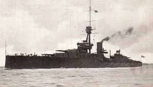 Royal Navy Battleship HMS Conqueror RPPC Postcard c1910s