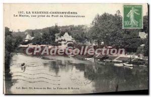 Postcard Old La Varenne Chennevieres Marne Pisa view of the bridge Chennevieres