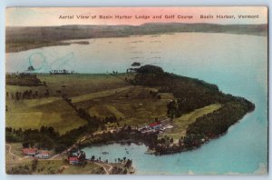 1936 Basin Harbor Vermont Postcard Aerial View Lodge Golf Course Exterior Lake