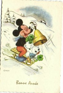 PC DISNEY, MICKEY MOUSE, BONNE ANNÃE, Vintage SMALL SIZED Postcard (b35771)