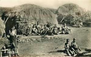 Africa South Africa Zulu Kraal Village 1950s RPPC Photo Postcard 22-4127