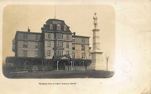 Rutland VT Mushopaug House & Soldiers Monument Real Photo Postcard