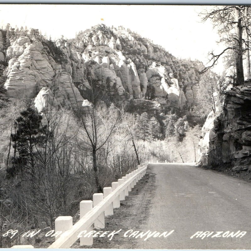 c1940s Coconino Co, AZ RPPC Oak Creek Canyon Hwy 89 Real Photo PC A165