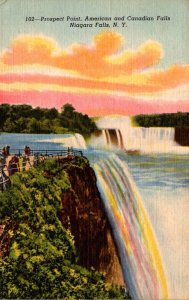 New York Niagara Falls Prospect Point American and Canadian Falls Curteich