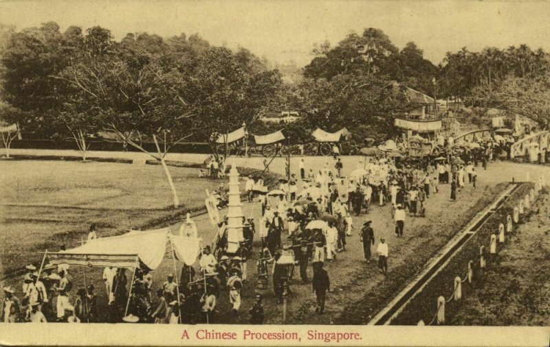 straits settlements, SINGAPORE, Chinese Procession (1910s) Postcard