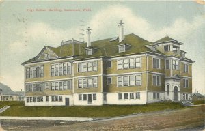 c1910 Postcard; Vancouver WA High School Building, Clark County, Posted