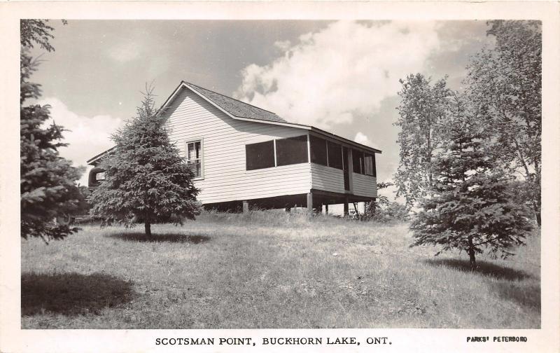 A50/ Canada Ontario Postcard Real Photo RPPC 1955 Buckhorn Lake Scotsman Point 2