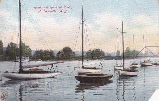 Sailboats on Genesee River - Charlotte, Rochester, New York - DB