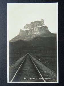 Canada Rockies BANFF - CASTLE MOUNTAIN Steam Locomotive Railway Line c1920s RPPC