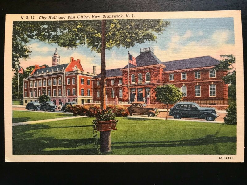 Vintage Postcard 1937 City Hall and Post Office New Brunswick New Jersey