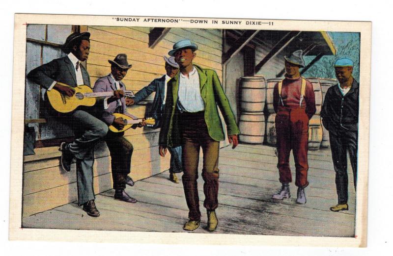 Mint Color Postcard Black Americana Sunday Afternoon in Sunny Dixie