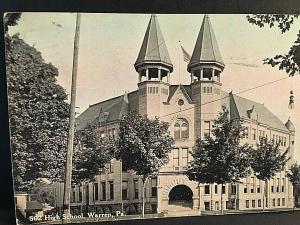 Postcard 1913 View of 502 High School in Warren, PA.   T5