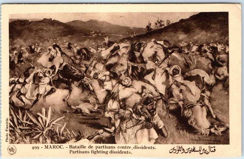 c1910s Morocco Partisan Battle Dissidents Cavalry Rifles Desert Mountains A359