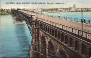 Eads Bridge Across Mississippi St. Louis MO to E. St. Louis IL Postcard PC382