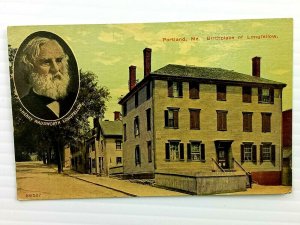 Vintage Postcard 1900's Birthplace of Longfellow Portland ME Henry Longfellow
