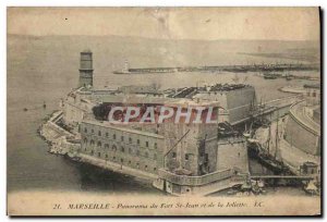 Old Postcard Panorama Marseille Fort St Jean and Joliette