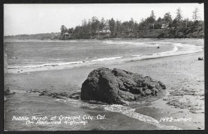 Pebble Beach at Crescent City Redwood Highway California RPPC Unused c1940s