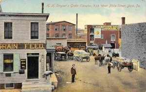 Smyser Grain Elevator West Philadelphia Street York Pennsylvania 1910c postcard