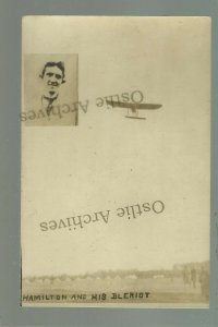 Olean NEW YORK RP c1911 AIRPLANE Plane Pilot J.W. HAMILTON Flying BLERIOT Add On