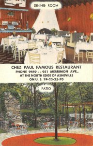 ASHEVILLE, North Carolina NC ~ CHEZ PAUL RESTAURANT & Patio  ROADSIDE Postcard