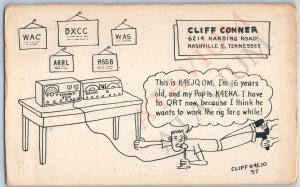 1958 Nashville TN Cliff Conner Viking 9 500 SX100 Ham Radio CB QSL Postcard A195