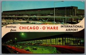 Postcard Chicago IL c1962 Greetings From Chicago O'Hare International Airport