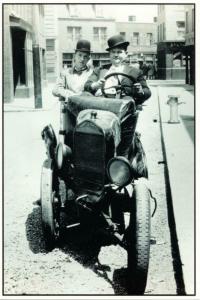 Laurel and Hardy Driving a Squashed Car Modern Postcard