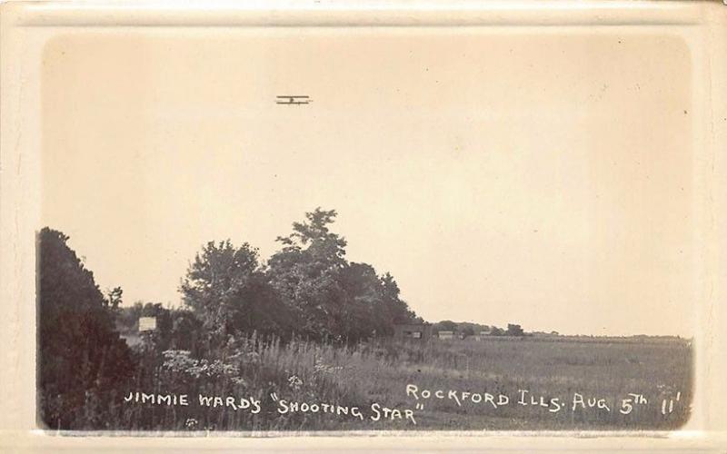 Rockford IL Jimmy Ward's Shooting Star August 5, 1911 Airplane RPPC Postcard