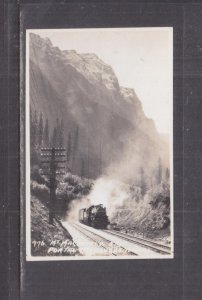 CANADA, BANFF, Mt. MACDONALD, TRAIN, c1920 real photo ppc., unused.