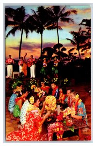 Luau at Sunset Hawaii HI UNP Chrome Postcard S7