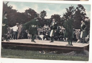 P3214 old postcard dancing the reel, highland games