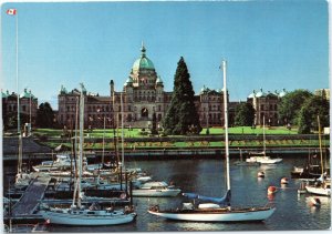 postcard Victoria BC Canada - Parliament Buildings and inner harbor