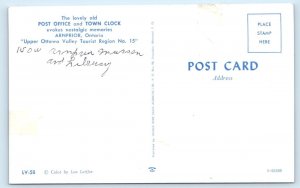 Post Office & Town Clock - Arnprior Ontario - CANADA Postcard