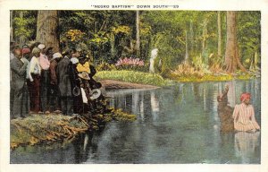 NEGRO BAPTISM SOWN SOUTH BLACK AMERICANA POSTCARD (c. 1920s)