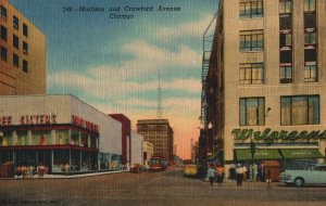 VINTAGE POSTCARD THREE SISTERS WALGREENS MADISON AND CRAWFORD AVENUE CHICAGO IL