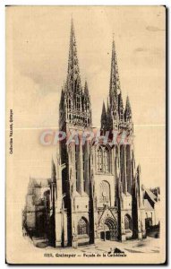 Old Postcard Quimper Facade of the cathedral