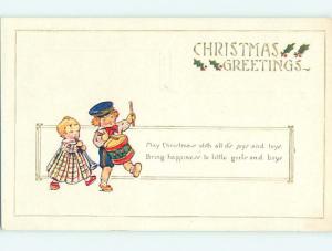 Unused Divided-Back christmas music GIRL PLAYS FLUTE & BOY PLAYS DRUM r4428