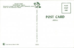 Palace Wrought Iron Gates Williamsburg Virginia VA VTG Postcard UNP Unused 