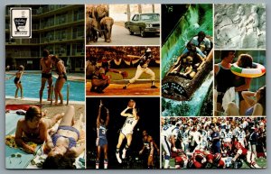 Postcard Atlanta GA c1960s Holiday Inns Multi View Sports Recreation Hotels Pool