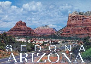 VINTAGE POSTCARD CONTINENTAL SIZE PANORAMIC STREET VIEW BELL ROCK SEDONA ARIZONA